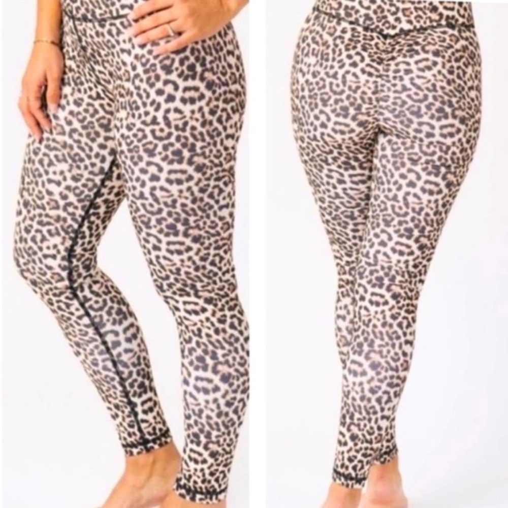 ZYIA Active Tan Brown Black Brilliant Scrunchy Hi-Rise 7/8 Leggings Size 4